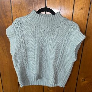 Cozy Cable Knit Sweater Vest - Light Green/Grey